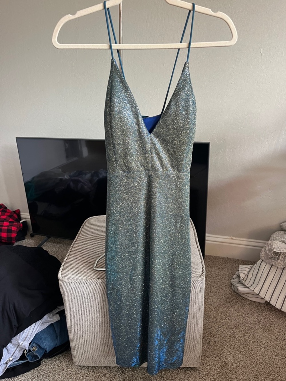 Charlotte Russe Metallic Blue Glitter Dress